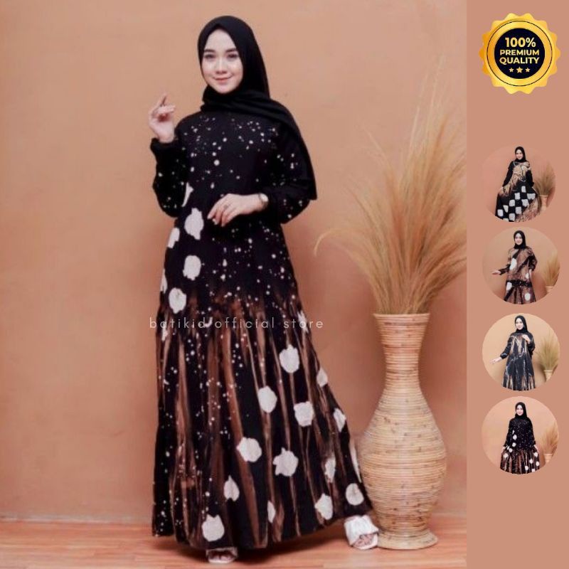 Gamis Twill Rayon Malaman Terbaru Kekinian Busui | Gamis Tiedye NEW-1