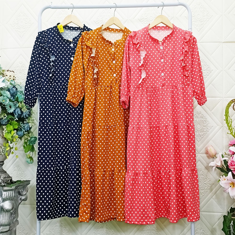 GAMIS POLKY KANCING ANAK POLKADOT ONDE 5-12Tahun GL FASHION