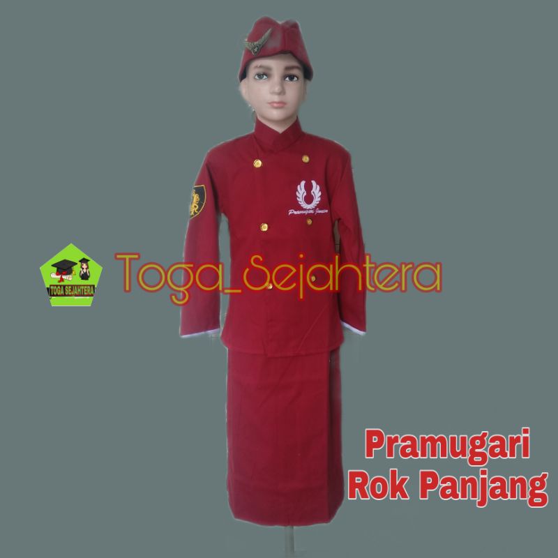 BAJU KOSTUM PRAMUGARI MAROON &amp; PINK ROK PANJANG