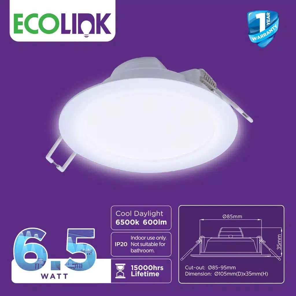 Downlight Lampu Plafon LED 6.5 Watt Cool daylight 6500K / Warm White