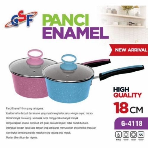 Panci Susu GSF G-4118 Saus Sauce Pan GSF G-4118 Lapisan Enamel GSF G-4118 Ukuran 18 CM