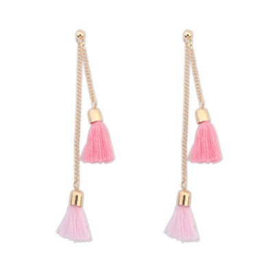 LRC Anting Tusuk Bohemia Padparadscha Tassel Decorated Simple Design Y5512X