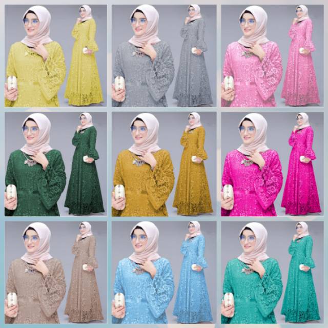 GAMIS BRUKAT MAXI YUNITA KUALITAS PREMIUM BRUKAT GLITER FURING