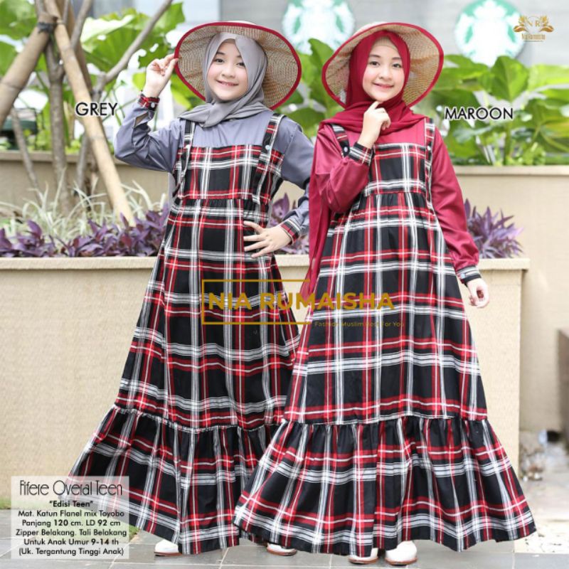 fifere overal teen - dress anak perempuan SMP - gamis kids