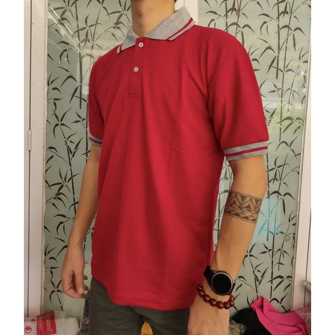 kaos polo kerah Pendek Dewasa M,L,XL,XXL / T-shirt / Pakain Pria / Kaos kerah / Polo Tshirt-Merah