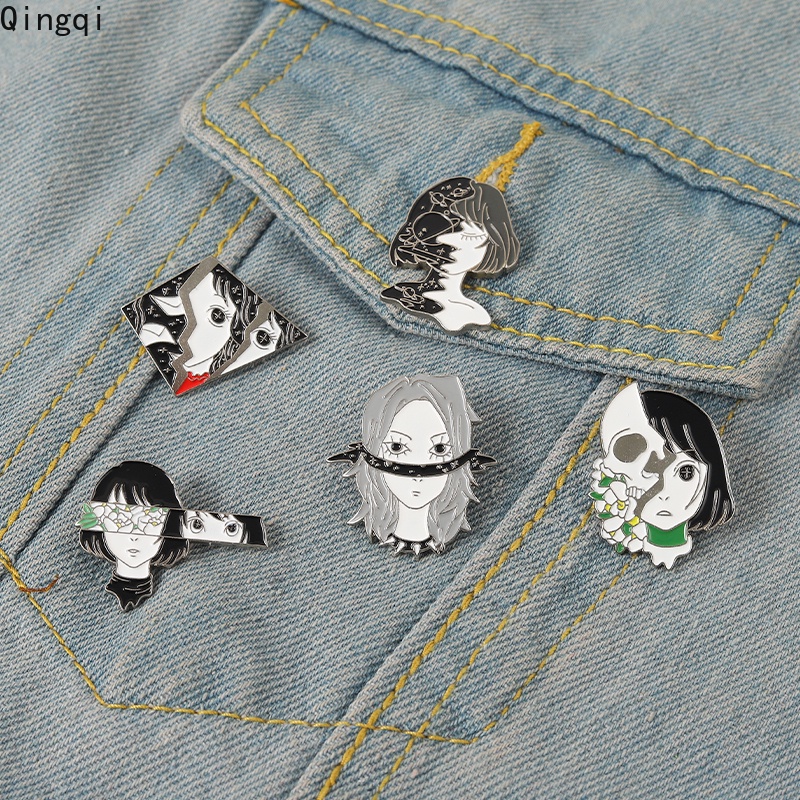 Bros Pin Enamel Desain Kartun Anime Face Girl Gaya Punk Untuk Hadiah Teman