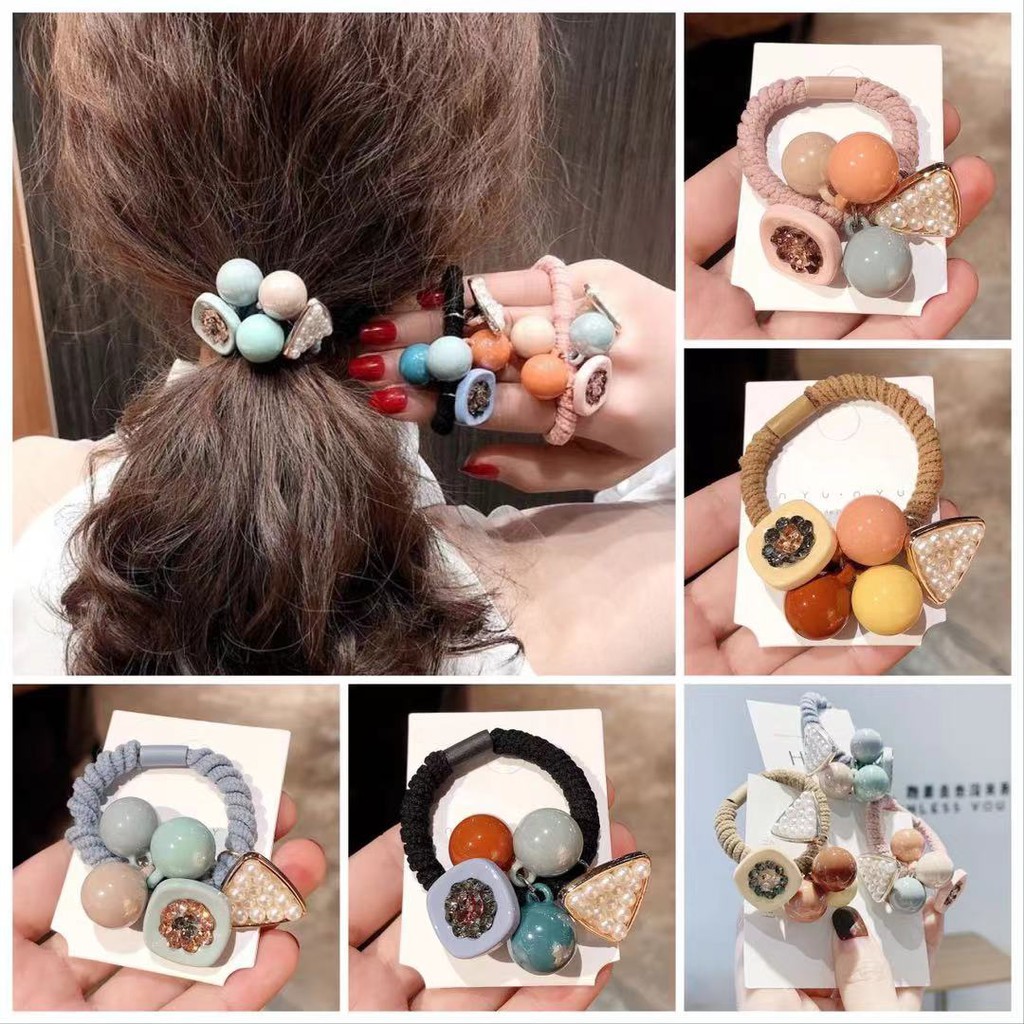 Ikat Rambut Ala Korea Motif Untuk Wanita/Ikat Rambut Karet Ala Korea Varian Motif Lucu Untuk Wanita