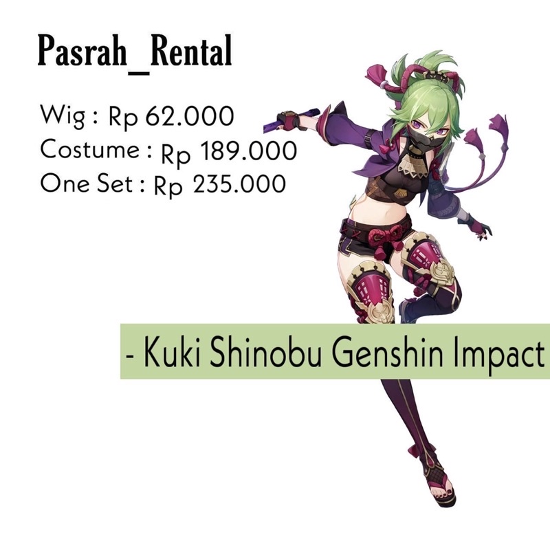 SEWA RENTAL KOSTUM / COSPLAY KUKI SHINOBU GENSHIN IMPACT