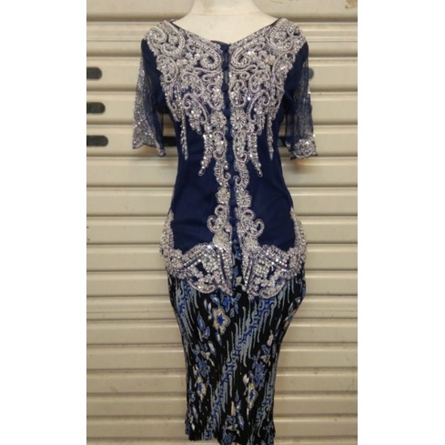 Setelan kebaya payet navy//payet lengan pendek//kebaya payet natal