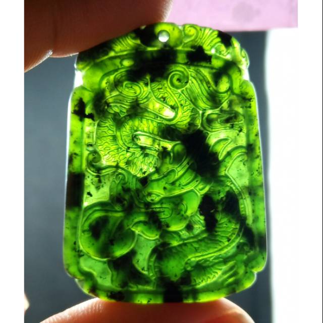 Liontin Batu GIOK ukir naga asli natural