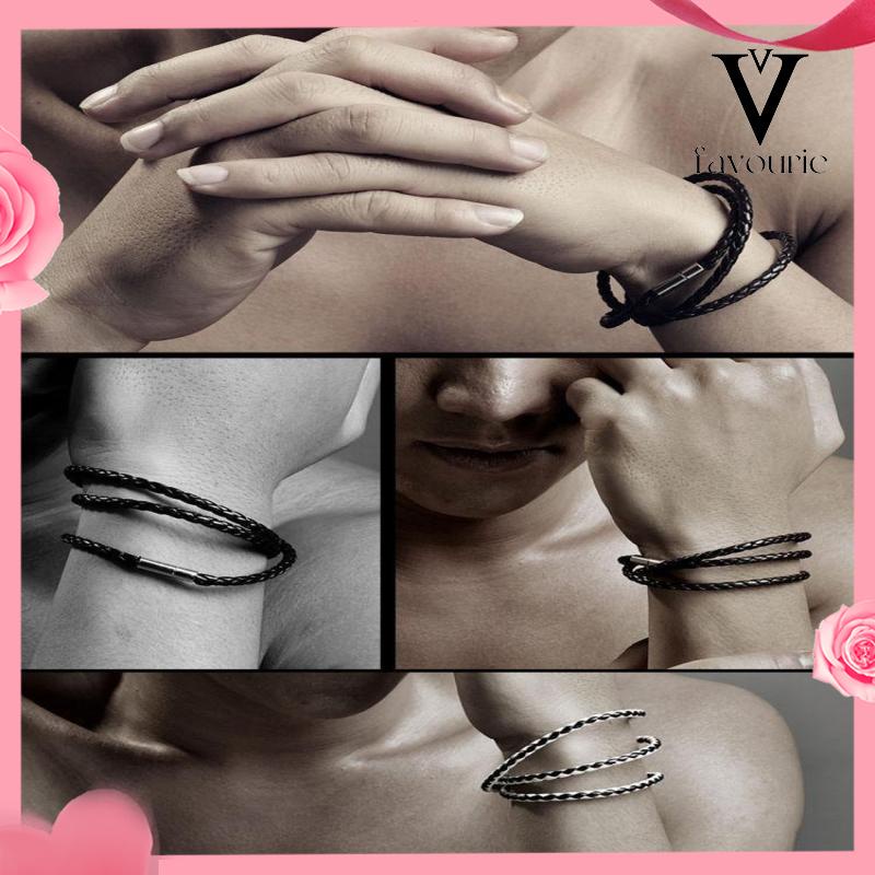 [COD]Multilayer Braided Twist Bracelet Gelang Tali Kulit-FA