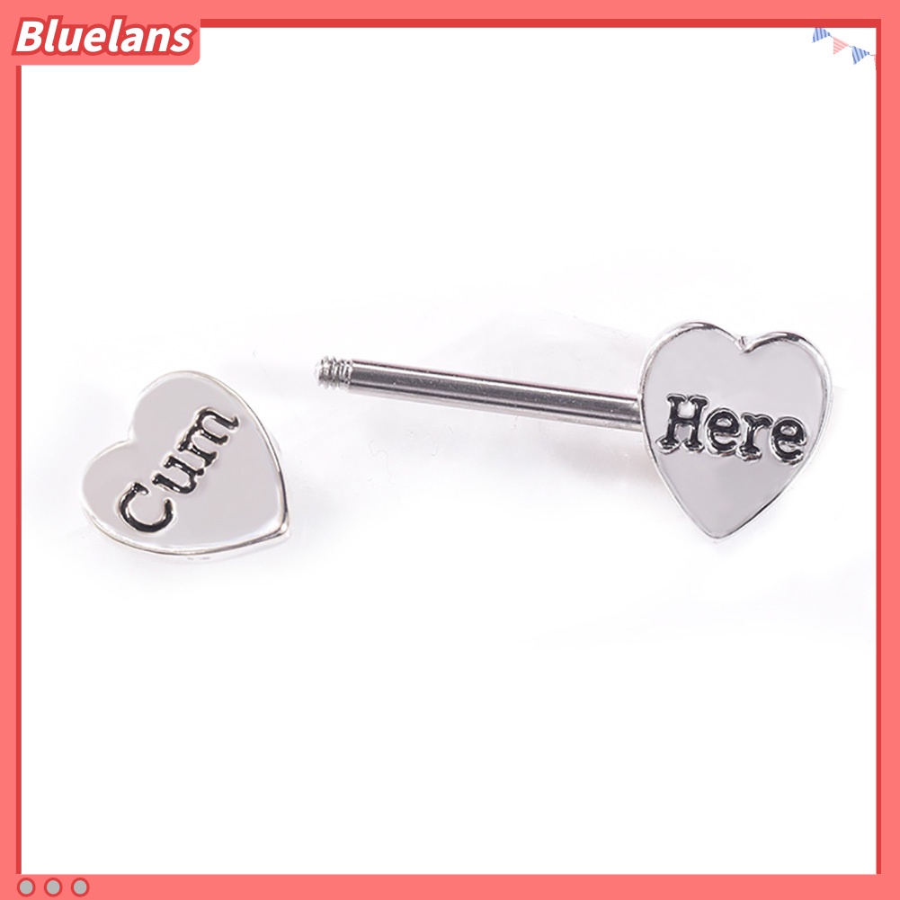 Bluelans 1Pc Cum Here Letter Heart Nipple Ring Lady Stainless Steel Body Piercing Jewelry