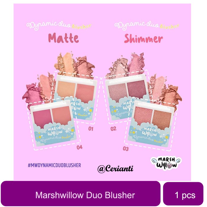 MarshWillow Dynamic Duo Blusher | Blush On Matte | Shimmer by Natasha Wilona BPOM_Cerianti