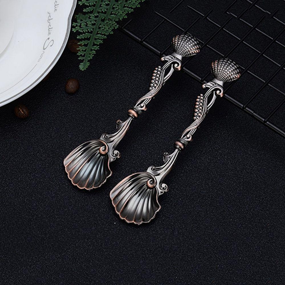 [Elegan] Mixing Spoons Bronze Ukir Logam Es Krim Sendok Garpu Dessert Makanan Ringan Zinc Alloy Coffee Spoon