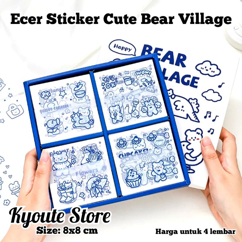 

Sticker Transparan Waterproof Cute White Bear Village Land Scrapbook Journal Tempelan HP Diary