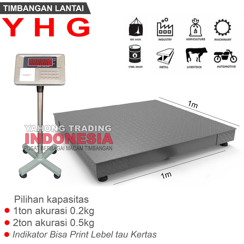 Timbangan Lantai Digital YHG Printer 1m x 1m 1ton 2ton Bisa Print