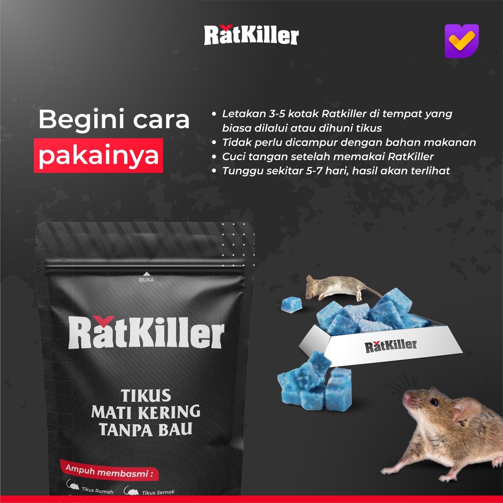 RatKiller Racun Tikus Mati Kering Tanpa Bau 250 Gram Ampuh Original Bergaransi