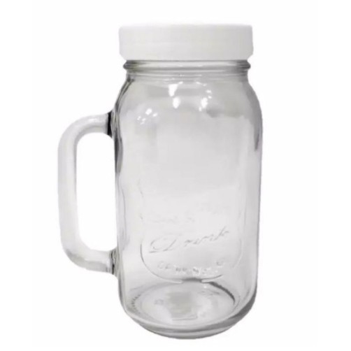 Drink Jar Embossed / Drink Jar / Gelas Jar Kaca + Tutup
