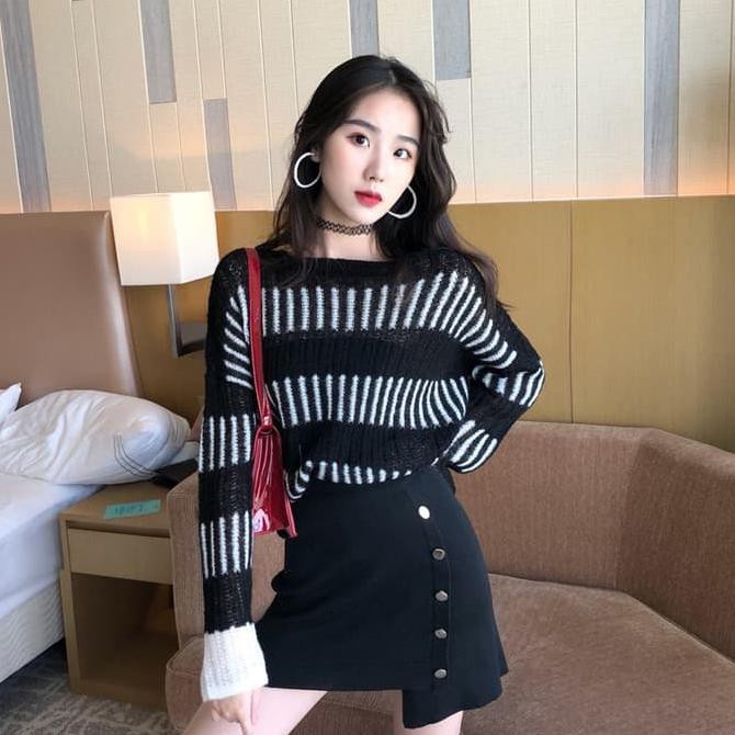 Baju Sweater Wanita Black Oix Import Original Deevagrosir.Olshop