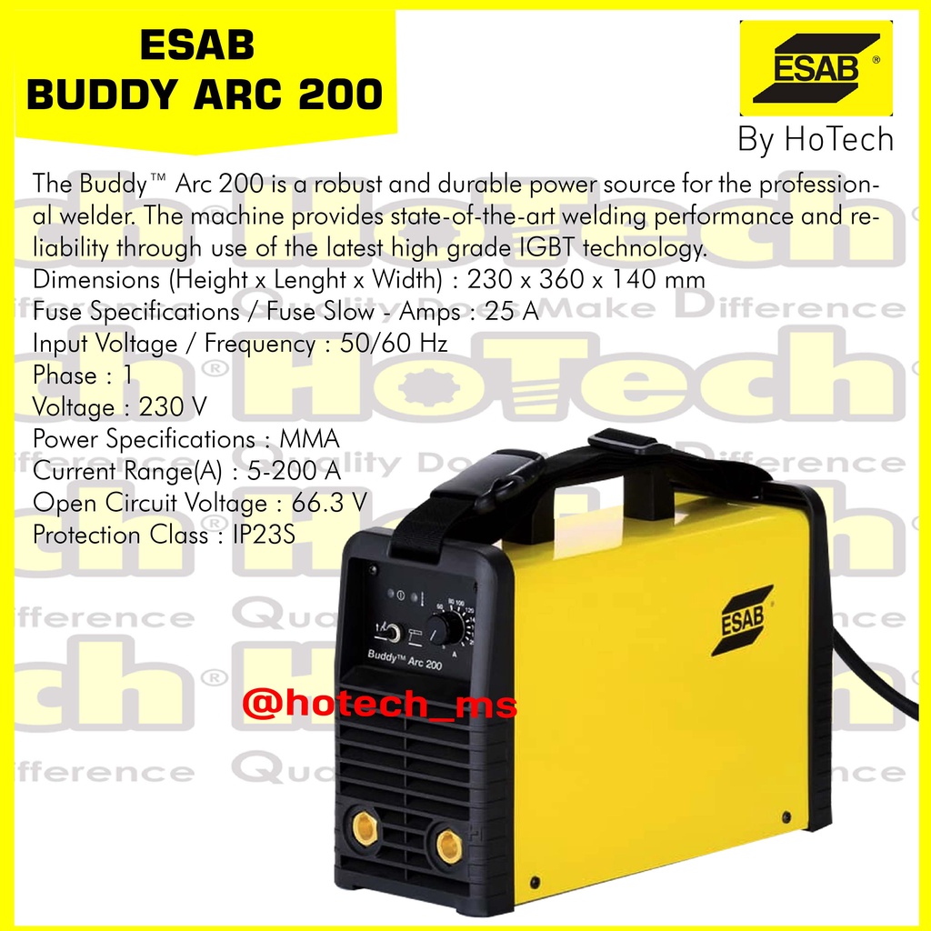 ESAB | Buddy Arc 200 MMA | Mesin Las Inverter |  Welding Machine Inverter | Mesin Las STICK