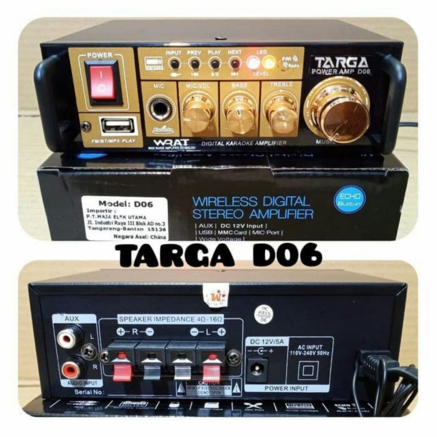 AMPLIFIER KARAOKE TARGA TR D06 / TR D 06 USB BLUETOOTH