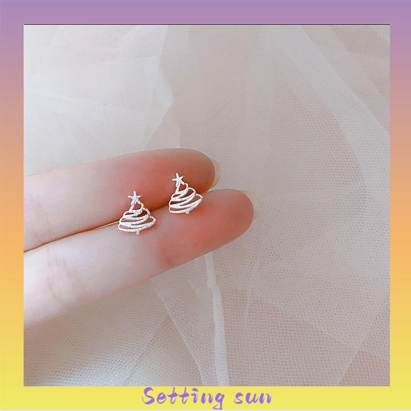 S925 Silver Stud Earrings untuk Siswa Perempuan Anting Desain Kecil Serbaguna Sederhana TN