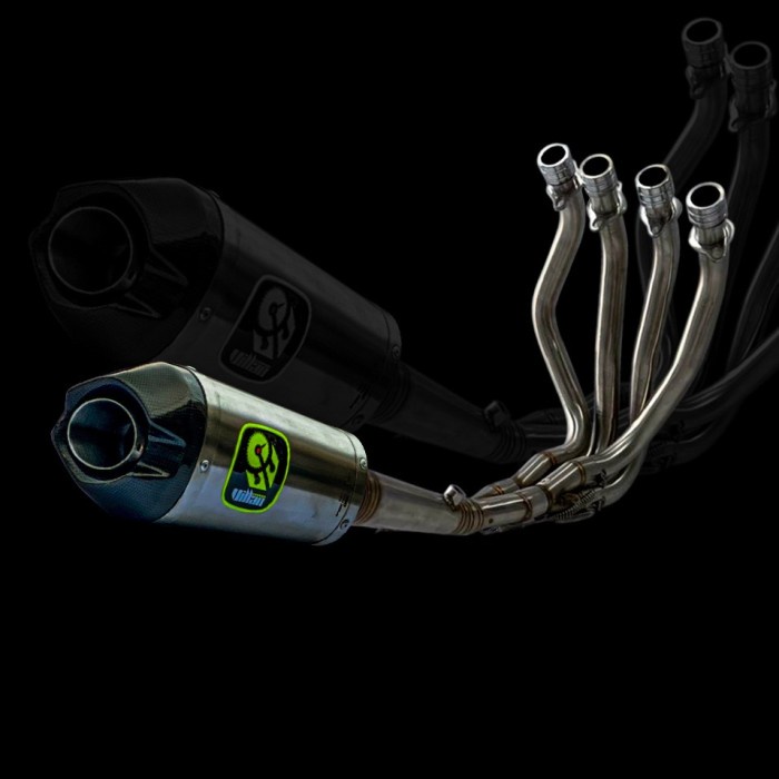 KNALPOT VILLAN TYPE TECH1 SILVERFULL SYSTEM NINJA ZX25r ZX250 BARANG 1005 ORIGINAL