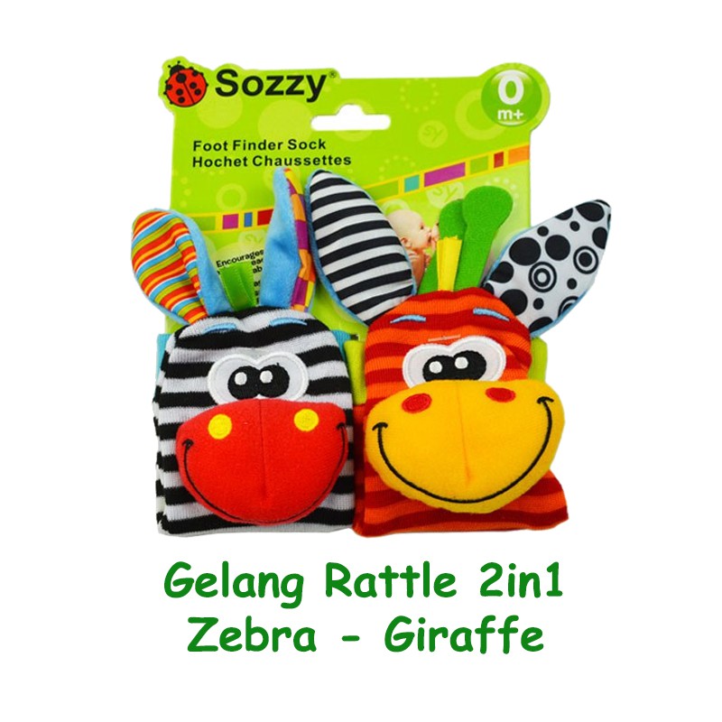 Gelang Rattle 2in1 PREMIUM Wrist Rattle Boneka Mainan Bayi Lucu Edukasi Sensori Bayi Krincingan