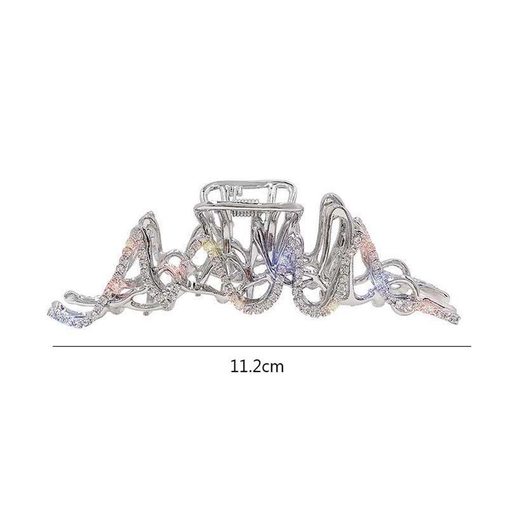 Augustina Irregular Hair Claw Elegan Shiny Harajuku Aksesoris Rambut Berlian Tidak Teratur Logam Jepit Besar Gaya Korea
