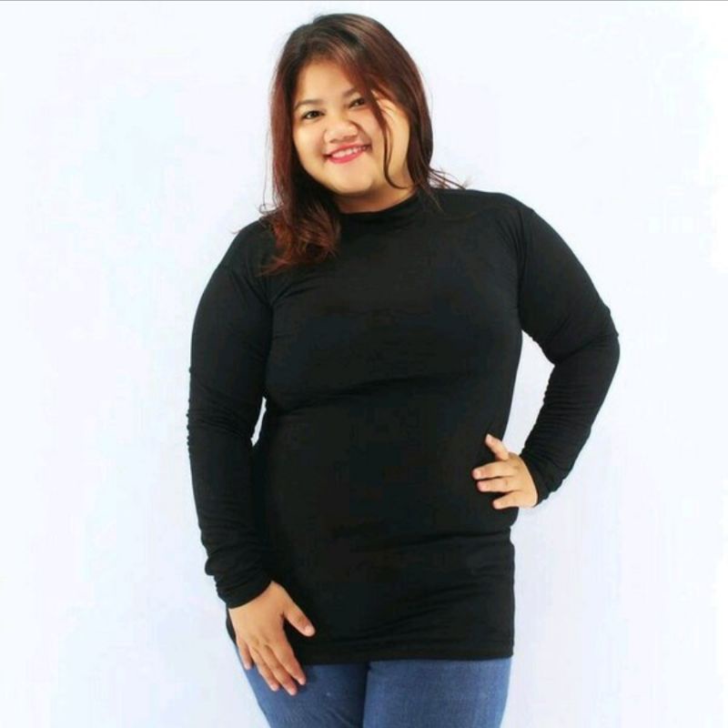 Manset Baju Jumbo Tangan Panjang Wanita Ukuran XXL Dan XXXL Bahan Spandek Rayon