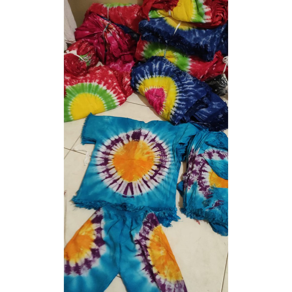 Setelan Anak khas bali best seller set tie dye pelangi