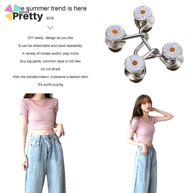 Kuku Gratis Pinggang Dilepas Penutup Tombol Jeans Penyesuaian Tombol Logam - PD