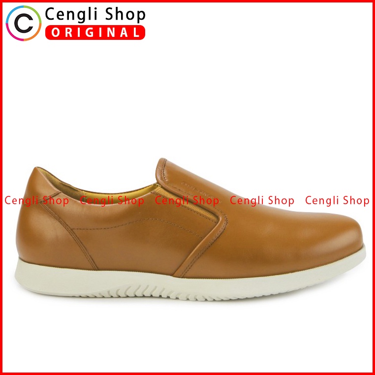 SEPATU OBERMAIN PRIA ORIGINAL CASUAL SLIP ON KULIT ASLI COKLAT OM06