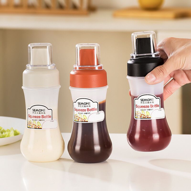 Botol Saus Botol Minyak Botol Kecap Botol Mayonaise Saos Portable 280ml Bahan Plastik PP silikon