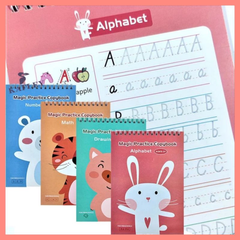 

Buku Belajar Menulis Menggambar Dan Berhitung Motif Animal Untuk Anak PAUD/TK /Preschool/SD Magic Practice Copybook Free Pen & Refill