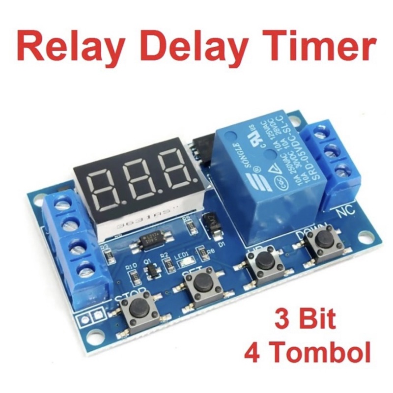 Relay Timer Display 4Tombol DC 6V~30V Delay Time Module Switch Control