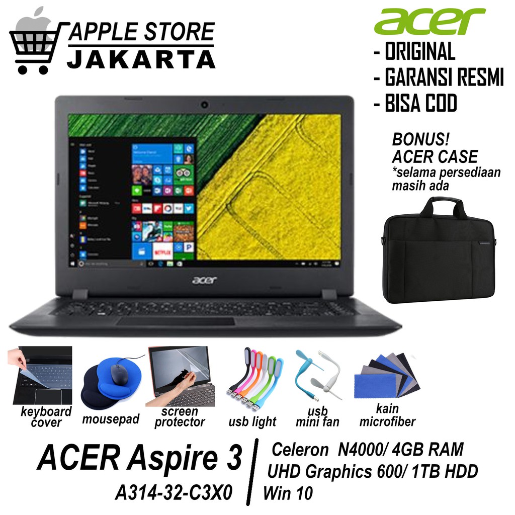 Laptop Murah Acer Aspire 3 A314-32-C3X0 Intel Celeron
