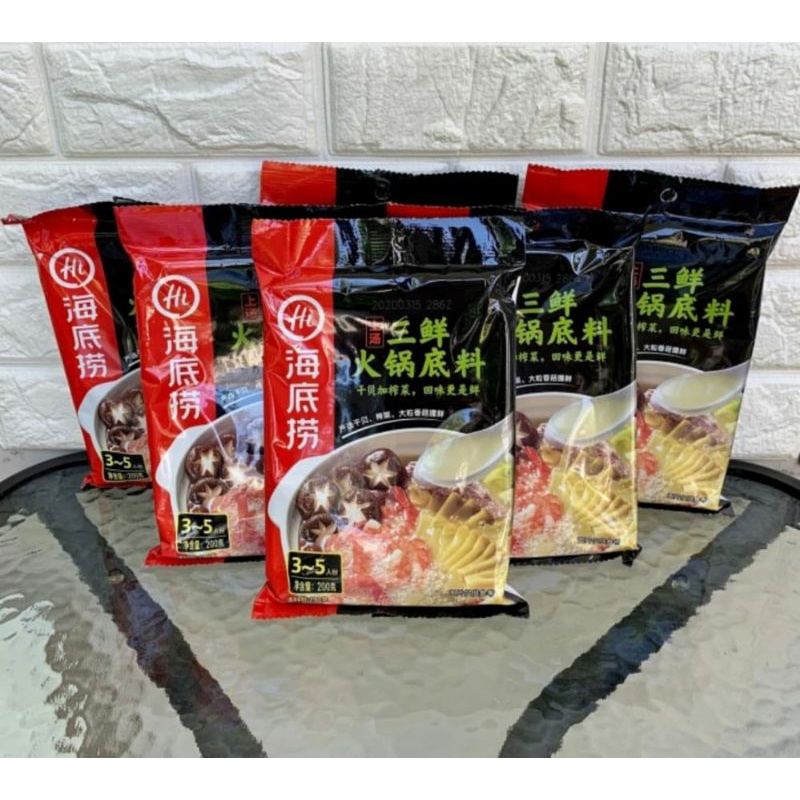 

Haidilao San Xian / Three Delicicaes Soup Hotpot Base 200 gr Untuk 3-5 Porsi.