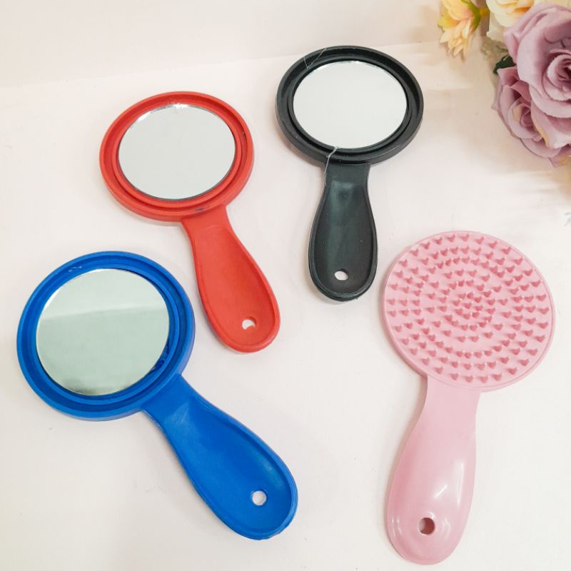 Cermin Kaca Dan Sisir Gagang Bulat Dua sisi Kaca Set Lokal Cermin Sisir Traveling