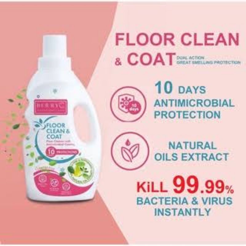Special promotion Official BerryC FLOOR CLEANER and coat untuk botol Spray atau robot vacuum vakum refill refil non alcohol bunuh virus Protects berry C peppermint bebas vakteri 1liter 1.000ml