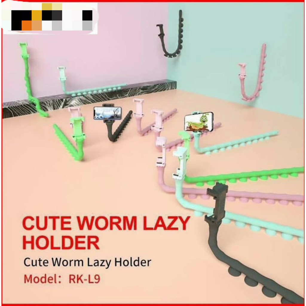 Flexible Holder Cute Worm Lazy Mobile Cell Phone Holder / Lazypod Cacing Ulat Holder HP