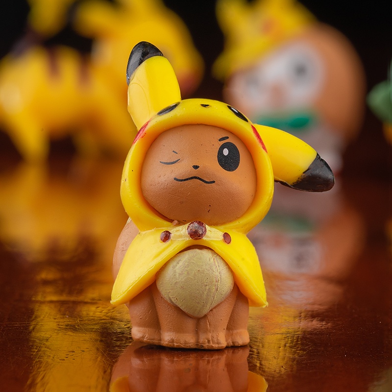 8 Pack / Set Mainan Action Figure Pokemon Pikachu Bahan Pvc Untuk Hiasan Kue