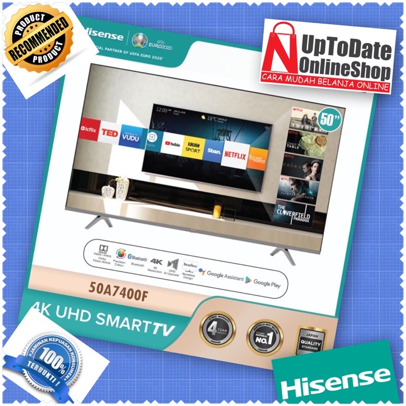 TV LED 50INCH HISENSE 50A7400F ANDROID SMART TV 4K UHD