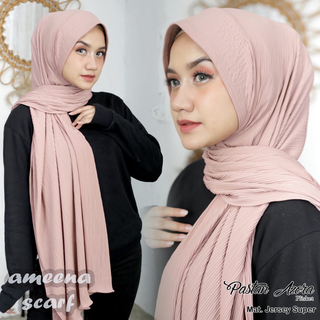 HIJAB PASHMINA PLISKET/ PASHMINA MURAH/PASHMINA PANJANG PREMIUM/PASTAN AZORA PLISKET/PASHMINA TERBAR