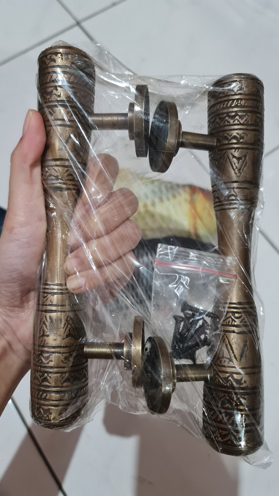 Handle / Door Pull / Tarikan Pintu Kuningan Antik Motif Ukir Egypt Kecil Termurah