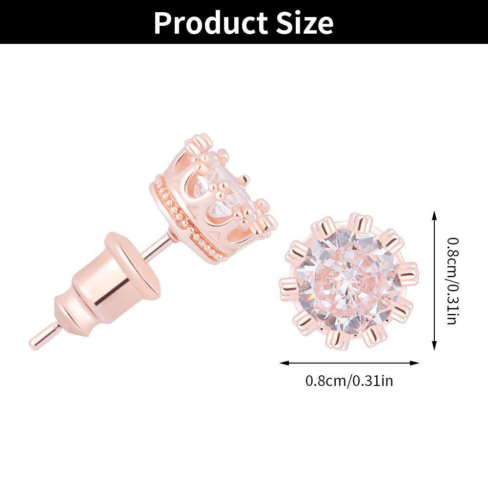 R-flower 1pasang Anting Stud Trendy Pria Zirkon Perhiasan Fashion