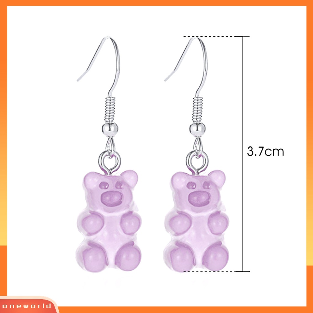 1 Pasang Anting Stud Desain Teddy Bear Bahan Resin Untuk Dekorasi