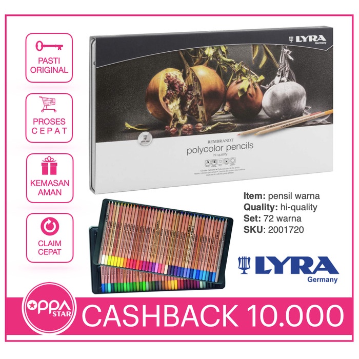 

(BISA COD) Lyra Rembrandt Polycolor Pencils hi-quality 72 #1720 - Pensil Warna