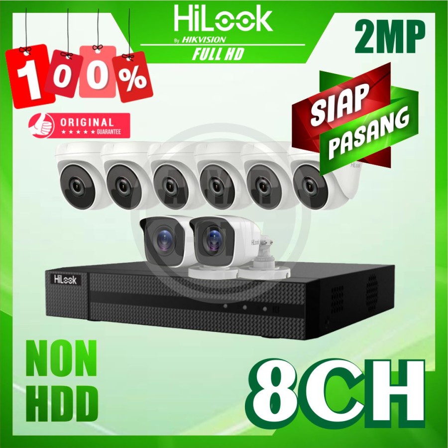 PAKET CCTV HILOOK by HIKVISION 2MP 8 KAMERA TANPA HDD SIAP PASANG