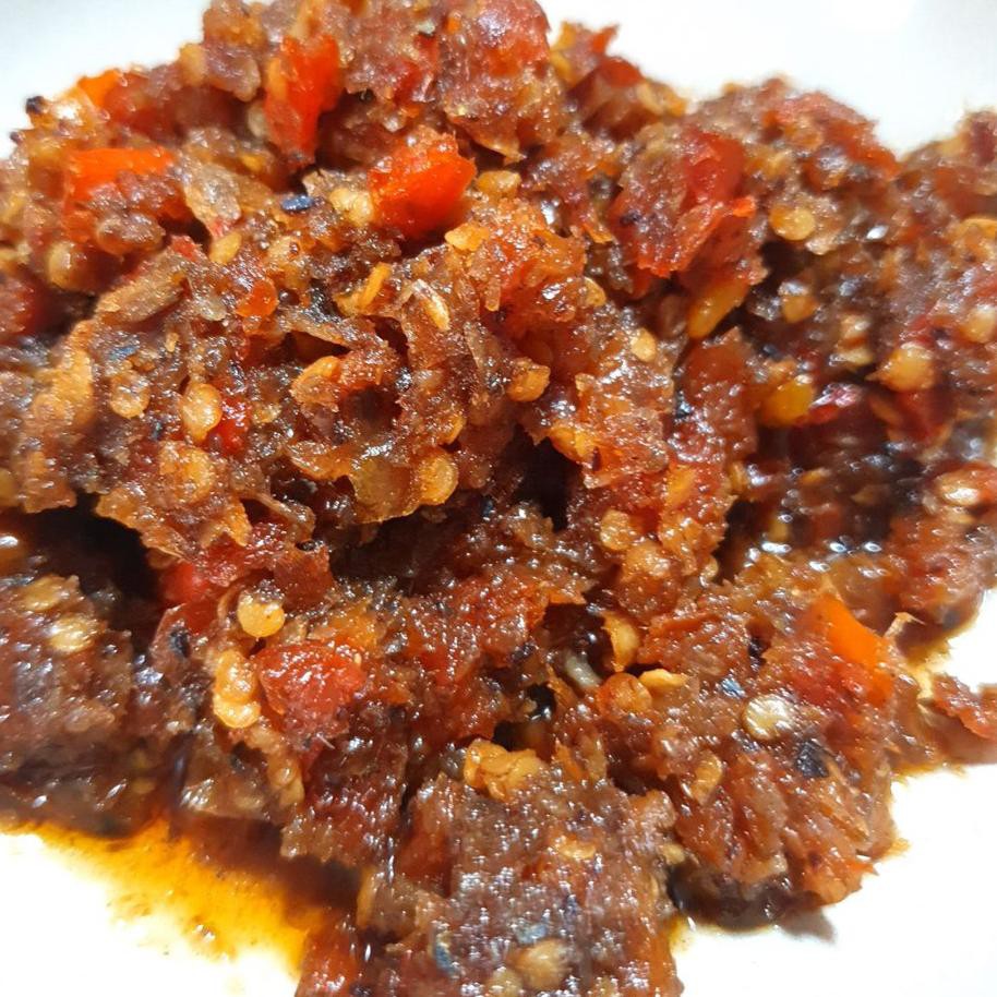 

SALE!! KODE-288 Sambal Roa Asap Manado Tanpa MSG - Sambel Ikan Roa Pedas 200 gram